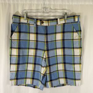 Loudmouth Golf Shorts Men's 38 Blue Plaid Chino Cotton Blend 10" In Lightweight
